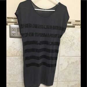 Express 4/6 S Gray Mini Tonic/Dress sequins/ front